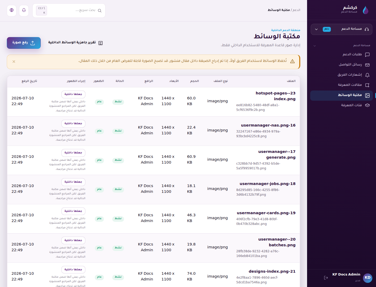 لقطة شاشة: مكتبة الوسائط في المركزي
